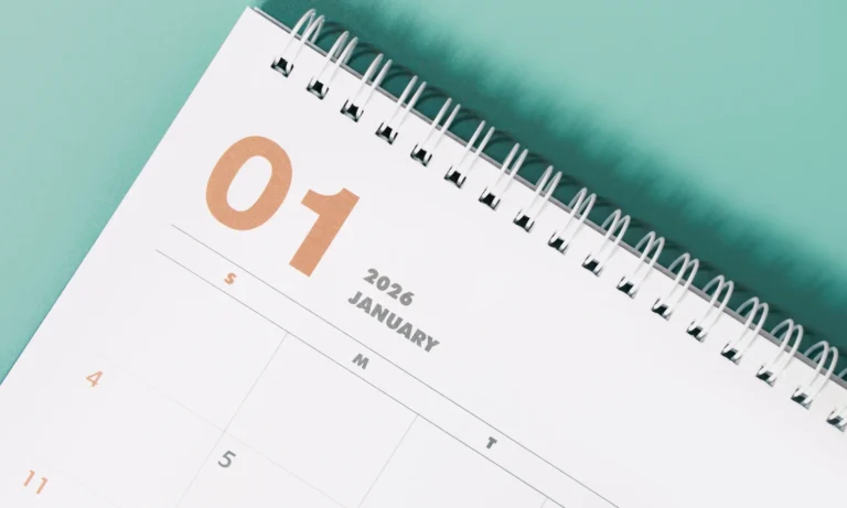 Image showing January 1st on a 2026 calendar