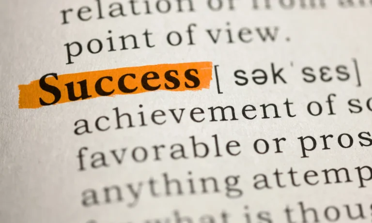 Image of the word Success in a dictionary and it's definition